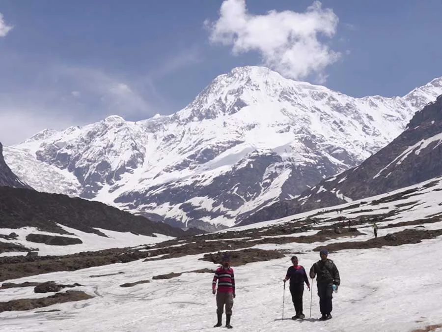 Pindari Glacier trek through the snow-covered Himalayas
